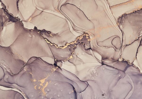 Fototapeta - Akwarelowa abstrakcja - pudroworóżowy marmur ze złotym akcentem