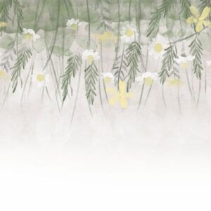 Fototapeta - Domowy zielnik - subtelny motyw roślinny z kwiatami w stylu akwareli