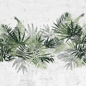 Fototapeta - Dżungla i zielony pióropusz - duże liście tropikalne na białym tle