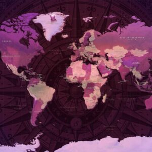 Fototapeta - Fioletowa mapa świata