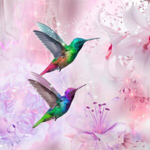 Fototapeta - Kolorowe kolibry (fioletowy)