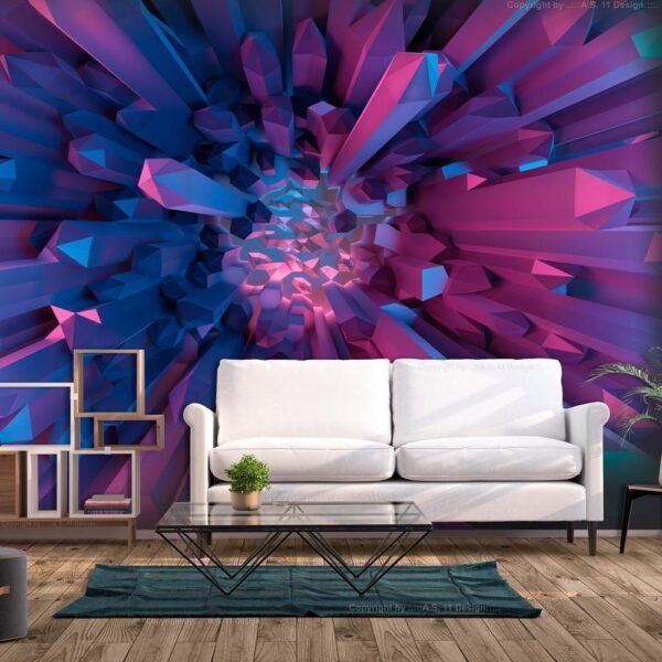 Fototapeta - Kryształ - geometryczna fantazja z elementami 3D w odcieniach fioletu