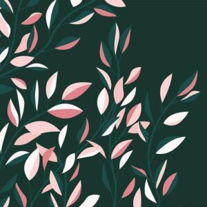 Fototapeta - Kwitnące pnącze - minimalistyczne pnące się liście na zielonym tle