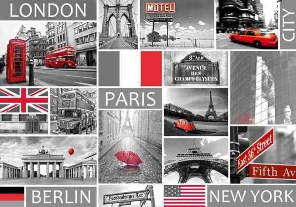 Fototapeta - London, Paris, Berlin, New York
