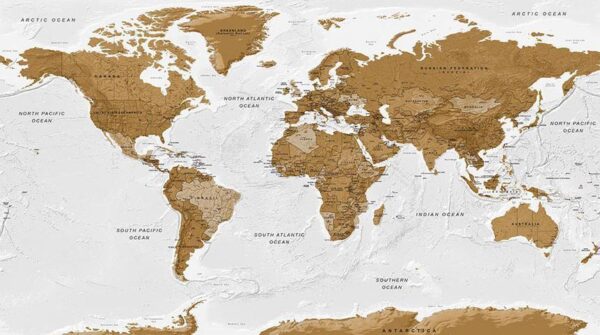 Fototapeta - Mapa świata: Białe oceany II