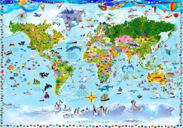 Fototapeta - Mapa świata dla dzieci