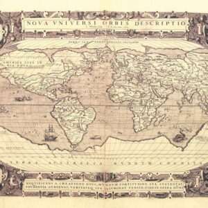 Fototapeta - Mapa świata w stylu retro - zarys kontynentów z napisami po łacinie
