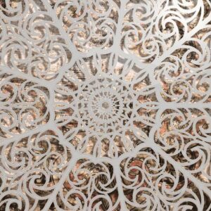 Fototapeta - Orient - szara geometryczna kompozycja w typie mandali na beżowym tle