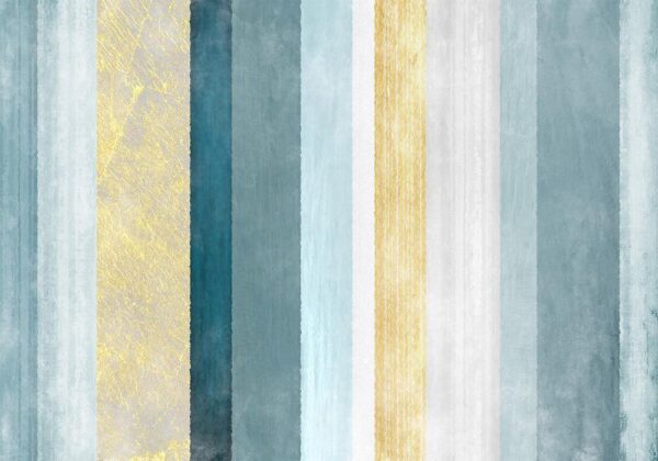 Fototapeta - Pasiasty wzór - abstrakcyjne tło w pasy w niebieskich tonach ze złotym