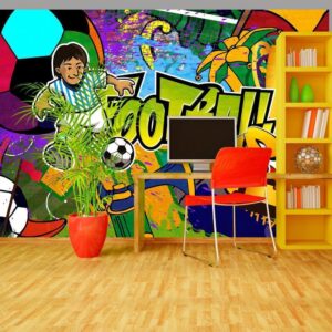 Fototapeta - Piłkarskie mistrzostwa - kolorowe graffiti o piłce nożnej z napisem