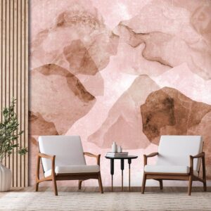 Fototapeta - Różowe terrazo - minimalistyczne tło w marmurowy akwarelowy deseń