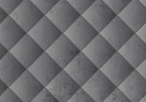 Fototapeta - Szara symetria - geometryczny wzór w deseń z betonu z jasnymi fugami