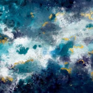 Fototapeta - Wzburzony ocean - abstrakcyjna niebieska kompozycja w stylu akwareli