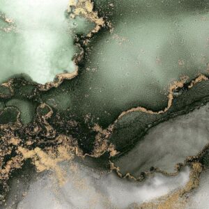 Fototapeta - Zielona akwarela - abstrakcja inspirowana strukturą marmuru