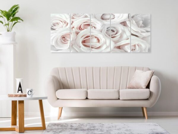Obraz - Atłasowa róża (5-częściowy) wąski różowy