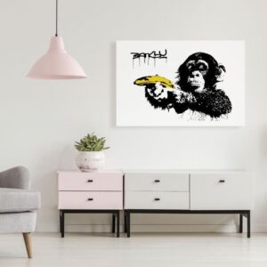 Obraz - Banksy: Małpa z bananem (1-częściowy) szeroki