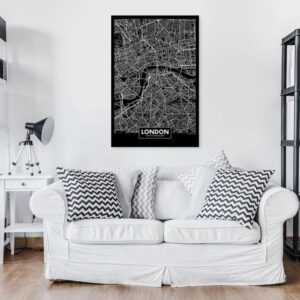 Obraz - Ciemna mapa Londynu (1-częściowy) pionowy