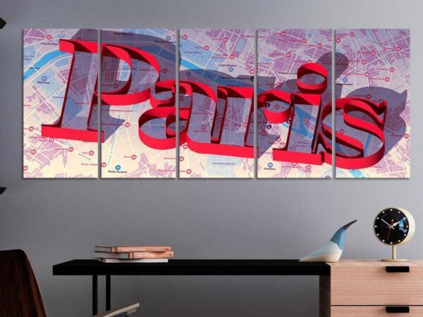 Obraz - Czerwony Paryż (5-częściowy) wąski