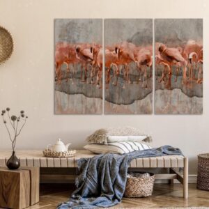 Obraz - Jezioro flamingów (3-częściowy)