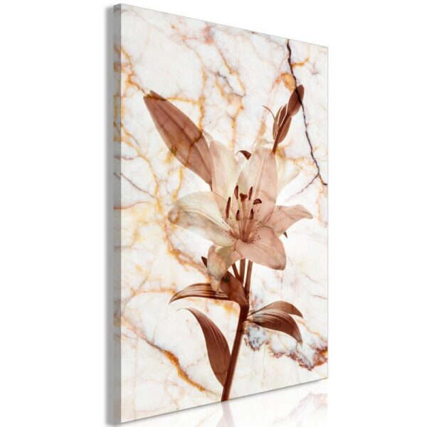 Obraz - Kwiat elegancji (1-częściowy) - delikatna lilia na tle marmuru w sepii