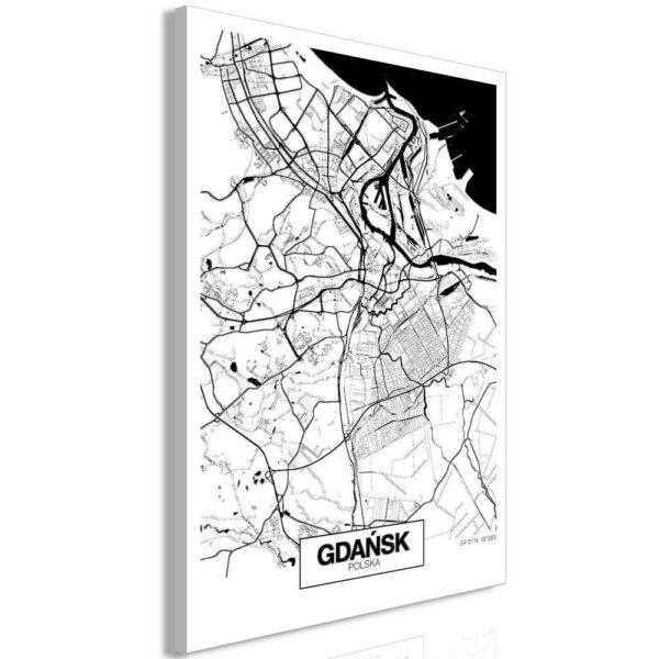 Obraz - Mapa miasta: Gdańsk (1-częściowy) pionowy