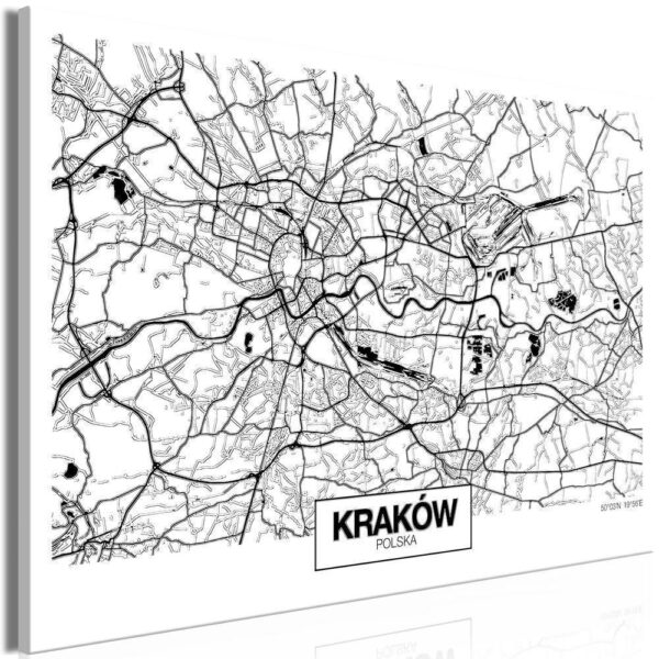 Obraz - Mapa miasta: Kraków (1-częściowy) szeroki