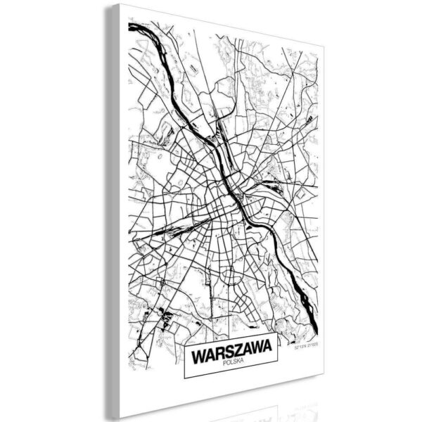 Obraz - Mapa miasta: Warszawa (1-częściowy) pionowy