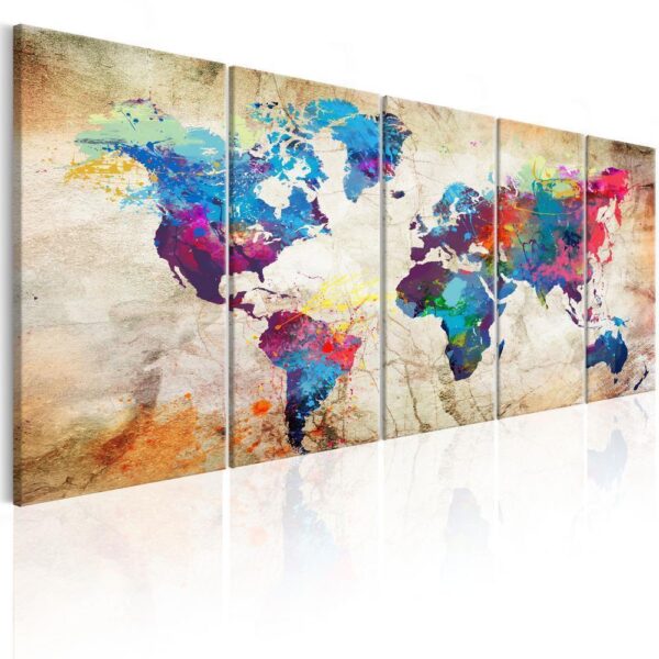Obraz - Mapa świata: Kolorowe kleksy