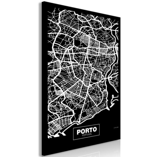 Obraz - Mapa w negatywie: Porto (1-częściowy) pionowy