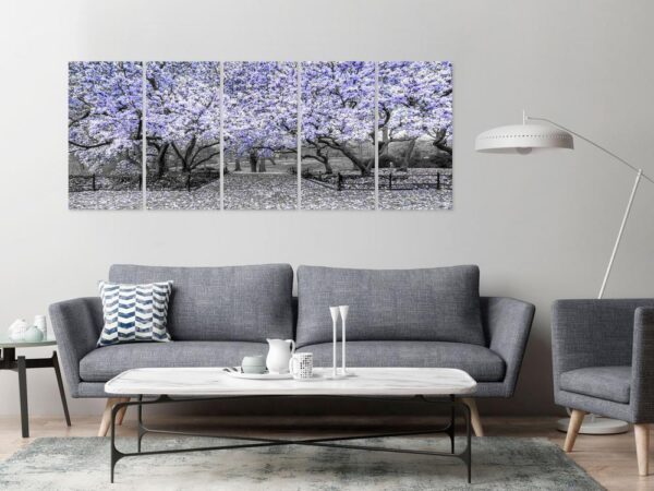 Obraz - Park magnolii (5-częściowy) wąski fioletowy