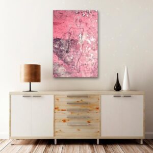 Obraz - Postać na różowym tle (1-częściowy) - kobieca sylwetka w marmurze