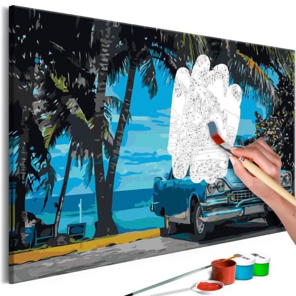 Obraz do samodzielnego malowania - Auto pod palmami