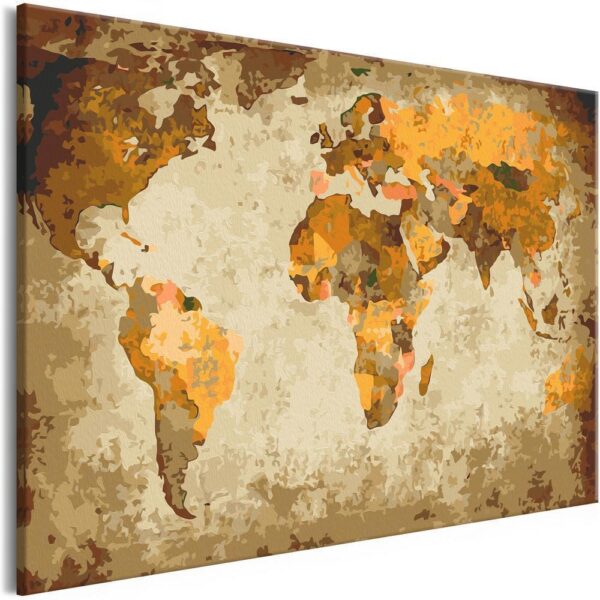 Obraz do samodzielnego malowania - Brązowa mapa świata