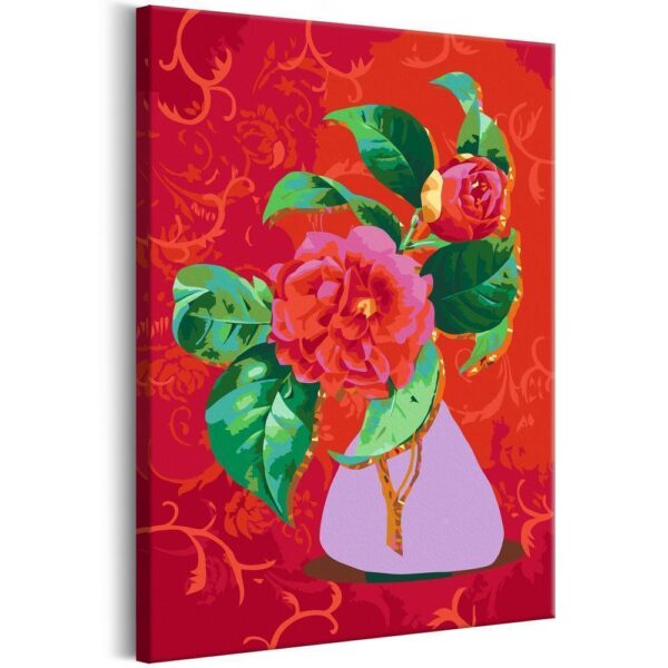 Obraz do samodzielnego malowania - Bukiet w fioletowym wazonie