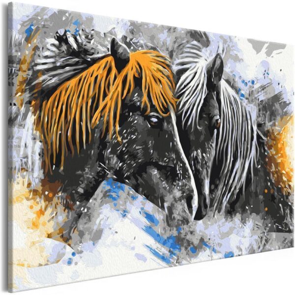 Obraz do samodzielnego malowania - Czarno-żółte konie