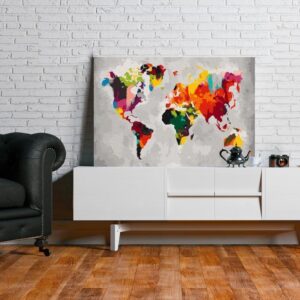 Obraz do samodzielnego malowania - Mapa świata (jaskrawe kolory)