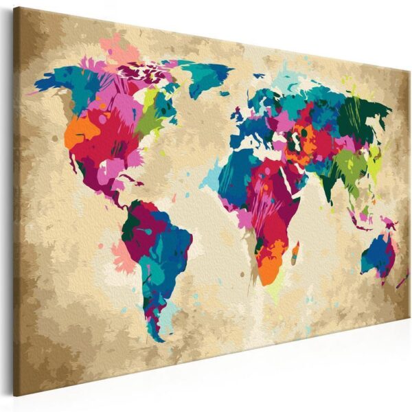 Obraz do samodzielnego malowania - Mapa świata (kolorowa)