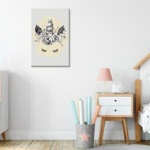 Obraz do samodzielnego malowania - Nosorożec i kwiaty
