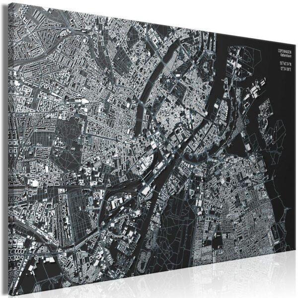 Obraz na korku - Kopenhaga w zbliżeniu [Mapa korkowa]