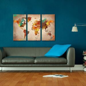 Obraz na korku - Malowany świat [Mapa korkowa]