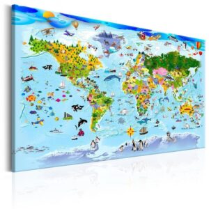 Obraz na korku - Mapa dla dzieci: Kolorowe podróże [Mapa korkowa]
