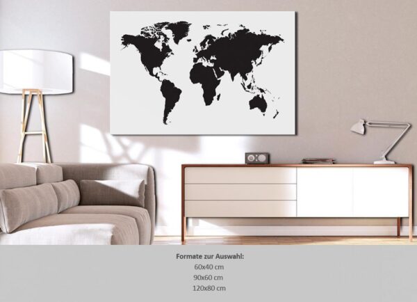 Obraz na korku - Mapa świata: Czarno-biała elegancja [Mapa korkowa]