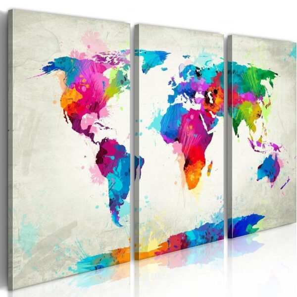 Obraz na szkle akrylowym - Mapa świata: Eksplozja kolorów