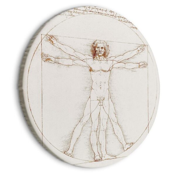 Obraz okrągły - Człowiek witruwiański Leonarda da Vinci - rysunek proporcji ciała mężczyzny