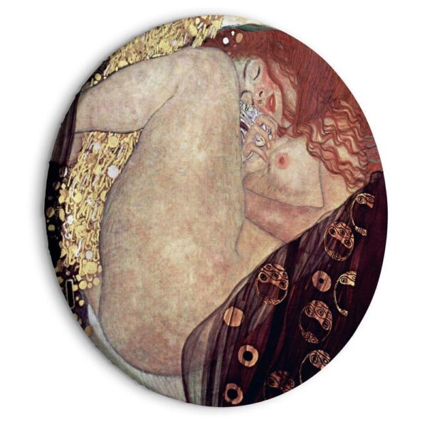 Obraz okrągły - Gustav Klimt - Danae - malowany akt przedstawiający leżącą kobietę