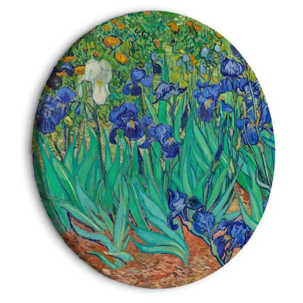 Obraz okrągły - Irysy autorstwa Vincenta van Gogha - niebieskie kwiaty na łące