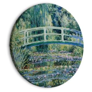 Obraz okrągły - Japoński mostek w Giverny Claude Moneta - wiosenny pejzaż lasu z rzeką
