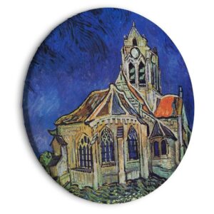 Obraz okrągły - Kościół w Auvers, Vincent van Gogh - paryska architektura na tle nieba / Kościół w Auvers (Vincent van Gogh)