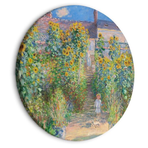 Obraz okrągły - Ogród Claude'a Moneta w Vétheuil - wiejski dom ze słonecznikami