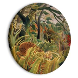 Obraz okrągły - Tygrys podczas burzy tropikalnej, Henri Rousseau - zwierzę w dżungli / Tygrys podczas burzy tropikalnej (Henri Rousseau)